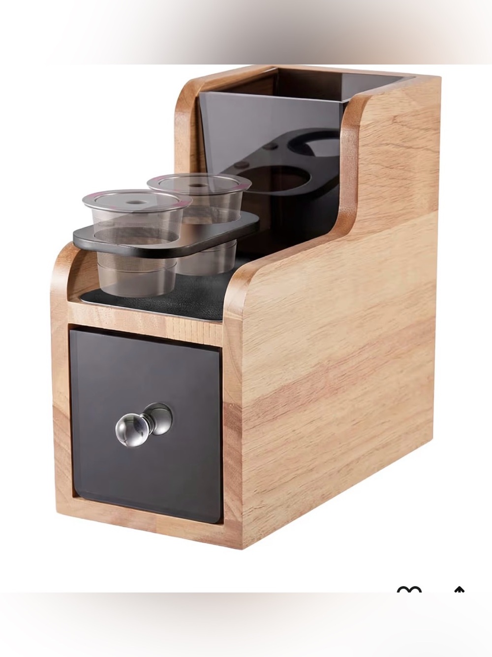 New Open Box Oak Coffee Pod Maker Stand, Solid Wood Reusable K-Cup Filter Holder
